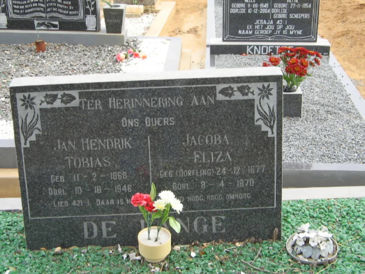 LANGE Jan Hendrik Tobias, de 1868-1946 &amp; Jacoba Eliza DORFLING 1877-1970