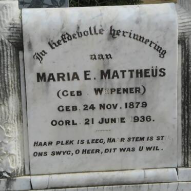 MATTHEUS Maria E. nee WEPENER 1879-1936