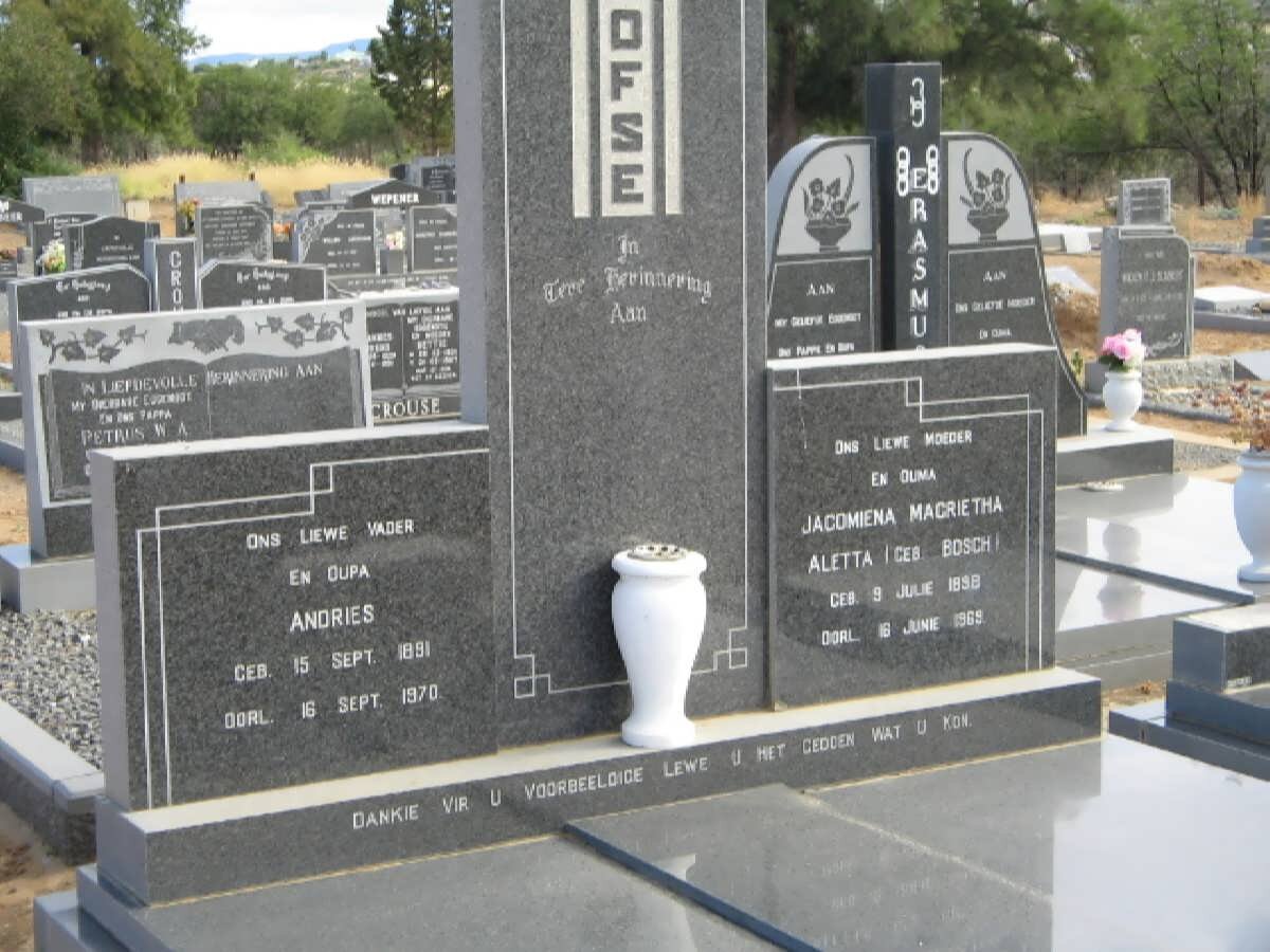 OELOFSE Andries 1891-1970 &amp; Jacomiena Magrietha Aletta BOSCH 1898-1969 _1