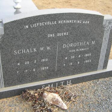 SMITH Schalk W.W. 1910-1974 &amp; Dorothea M. BLIGNAUT 1905-1963