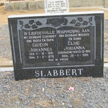 SLABBERT Gideon Johannes 1891-1978 &amp; Elsie Johanna RADEMEYER 1891-1985