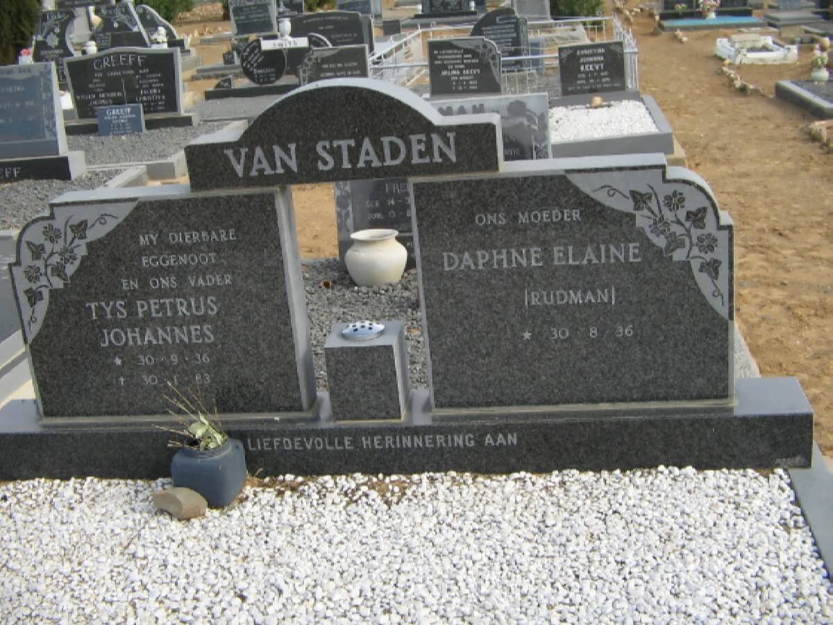 STADEN Tys Petrus Johannes, van 1936-1983 & Daphne Elaine RUDMAN 1936-