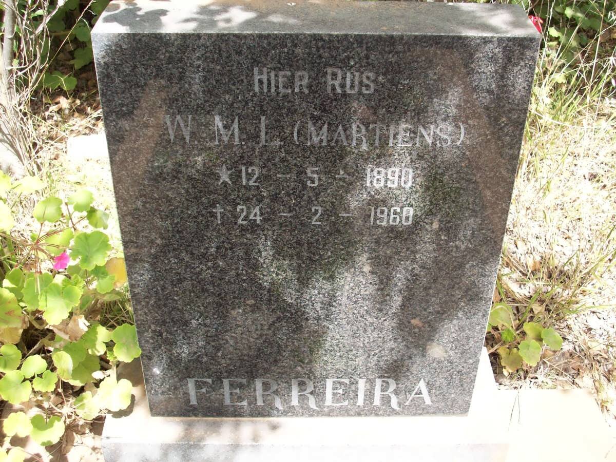 FERREIRA W.M.L. 1890-1960