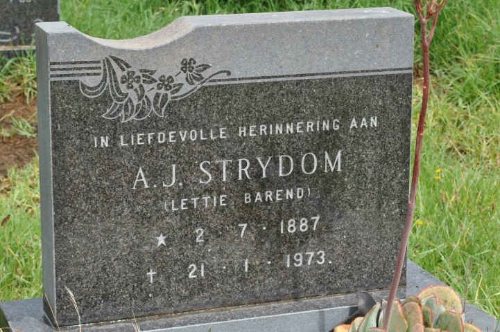 STRYDOM A.J. nee BAREND 1887-1973 