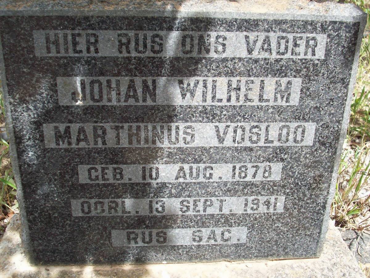 VOSLOO Johan Wilhelm Marthinus 1878-1941