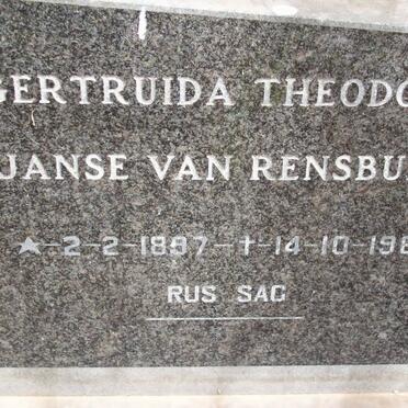 RENSBURG Gertruida Theodora, Janse van 1897-1966