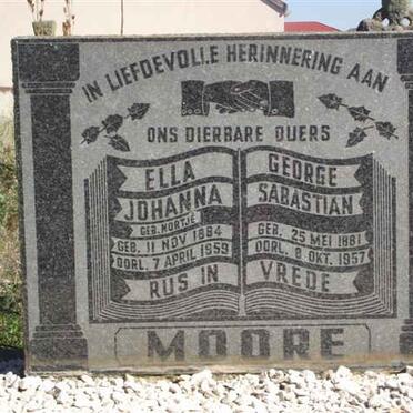 MOORE George Sabastian 1881-1995 &amp; Ella Johanna NORTJE 1884-1959