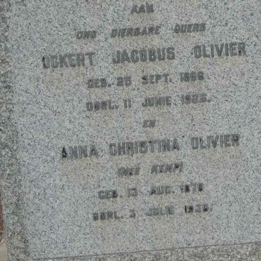 OLIVIER Ockert Jacobus 1866-1926 &amp; Anna Christina KEMP 1870-1936