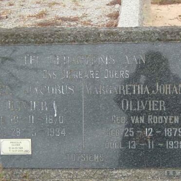OLIVIER Daniel Jacobus 1870-1934 &amp; Margaretha Johanna VAN ROOYEN 1879-1938