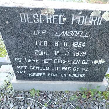 FOURIE Deseree nee LANSDELL 1954-1979