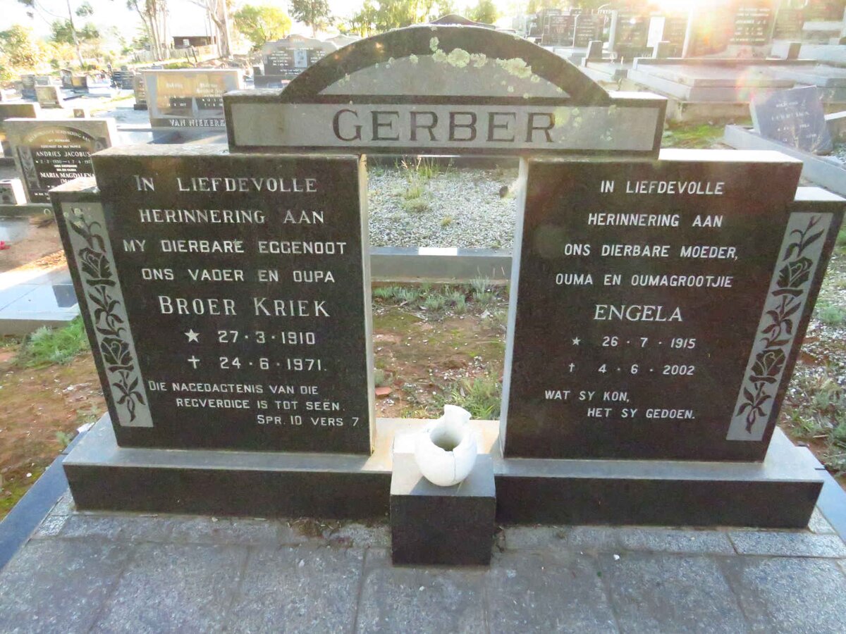 GERBER Broer Kriek 1910-1971 & Engela 1915-2002