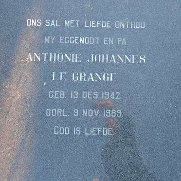 GRANGE Anthonie Johannes, le 1942-1989