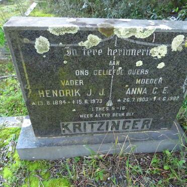 KRITZINGER Hendrik J.J. 1894-1973 & Anna C.E. 1903-1982