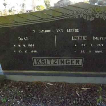 KRITZINGER Daan 1909-1969 & Lettie MEYER 1917-1984