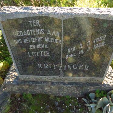 KRITZINGER Lettie 1882-1966