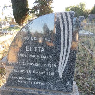NIEKERK Betta, van 1909-1951