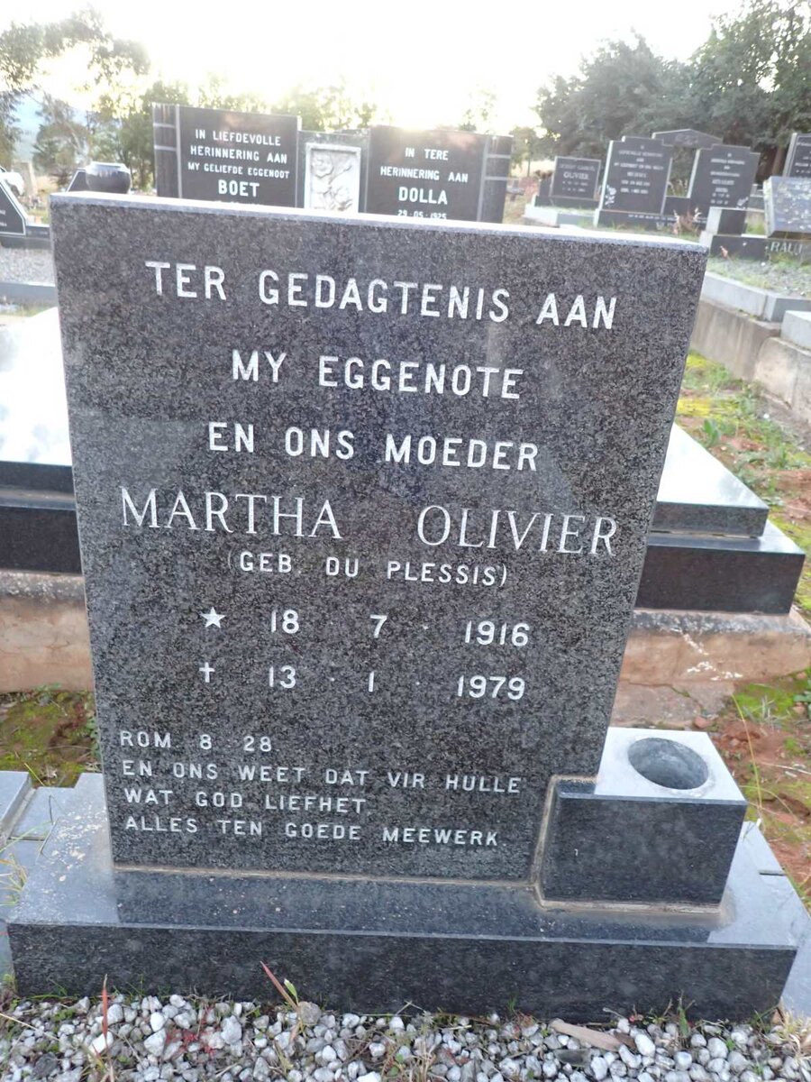 OLIVIER Martha nee DU PLESSIS 1916-1979