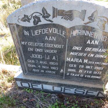 OELOFSEN J.A. 1905-1963 & Maria M. KRITZINGER 1909-1977
