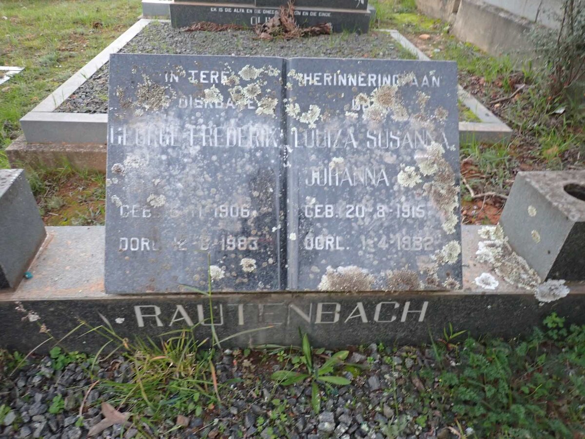 RAUTENBACH George Frederik 1906-1983 & Louisa Susanna Johanna 1915-1982