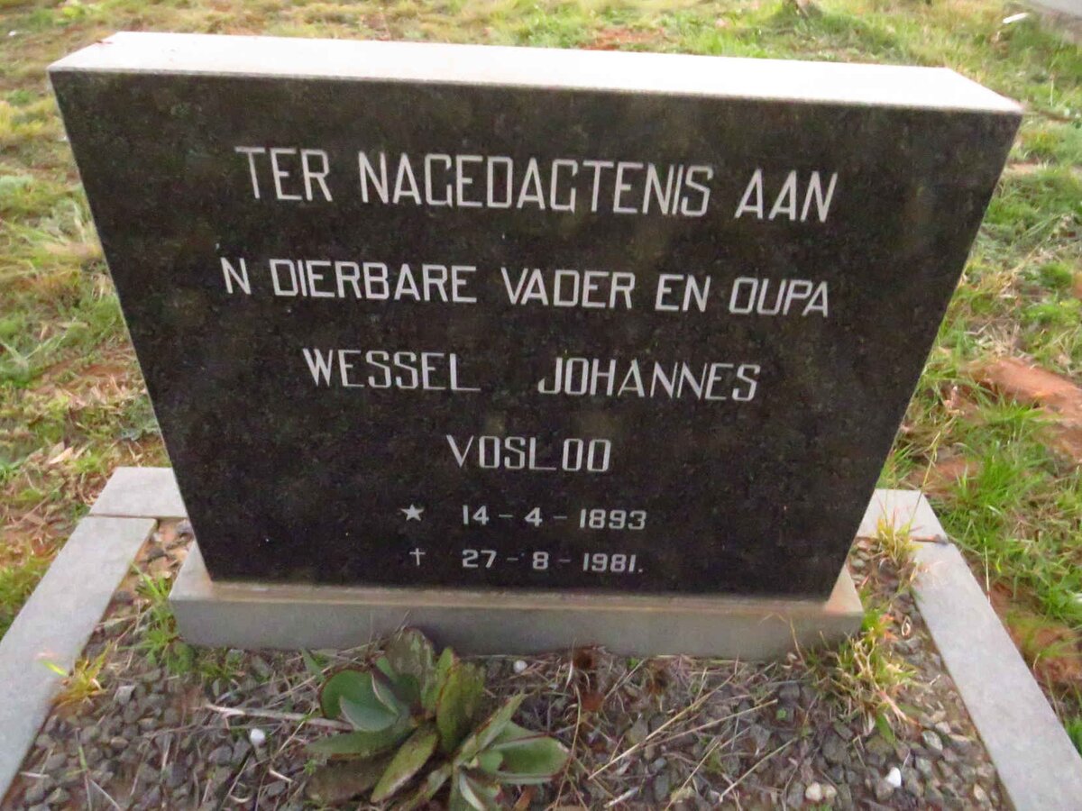 VOSLOO Wessel Johannes 1893-1981