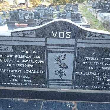 VOS Marthinus Johannes 1923-2008 & Wilhelmina Cecilia Mara GOUWS 1925-1977