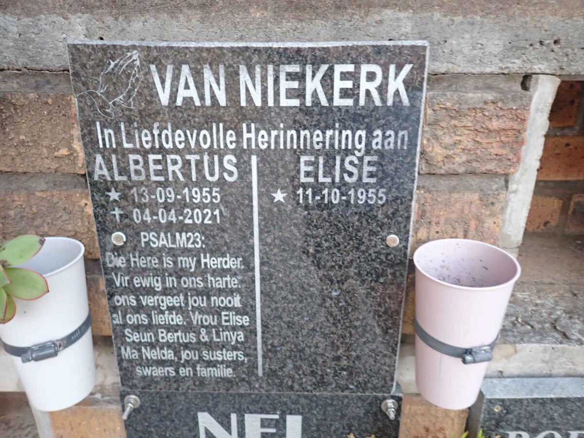NIEKERK Albertus, van 1955-2021 & Elise 1955- 
