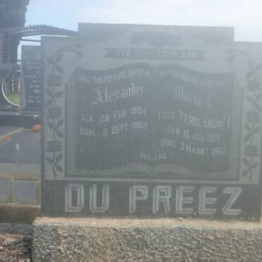 PREEZ Alexander, du 1904-1969 &amp; Maria ? TERBLANCHE 1917-1966