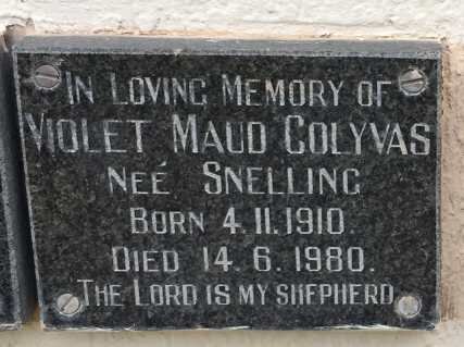 COLYVAS Violet Maud nee SNELLING 1910-1980