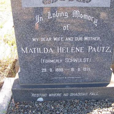 PAUTZ Matilda Helene formerly SCHWULST 1889-1971