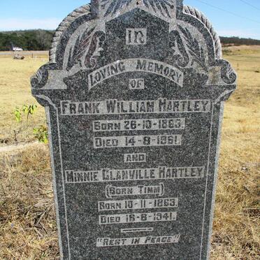 HARTLEY Frank William 1863-1961 &amp; Minnie Glanville TIMM 1863-1941