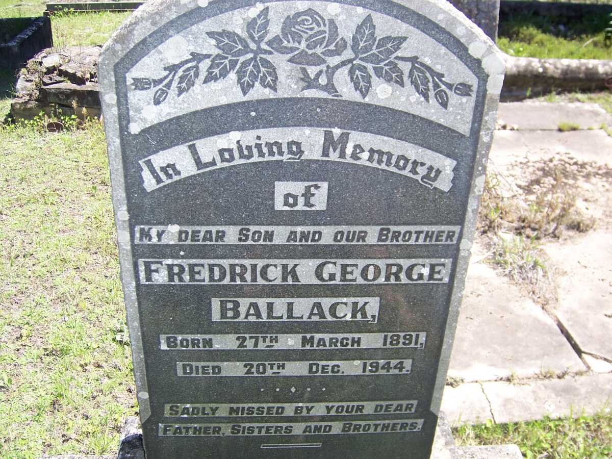 BALLACK Fredrick George 1891-1944