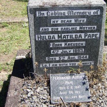 PAPE Ferdinand August -1947 &amp; Hulda Matilda KREUSCH 1893-1944