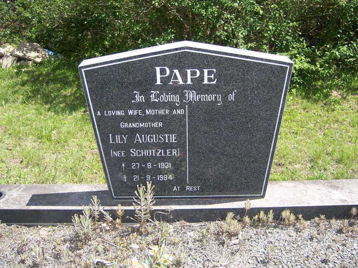 PAPE Lily Augustie nee SCHUTZLER 1931-1994
