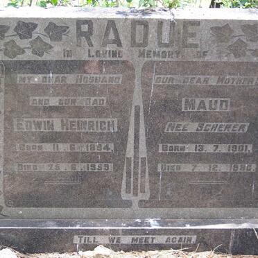 RADUE Edwin Heinrich 1894-1959 &amp; Maud SCHERER 1901-1980