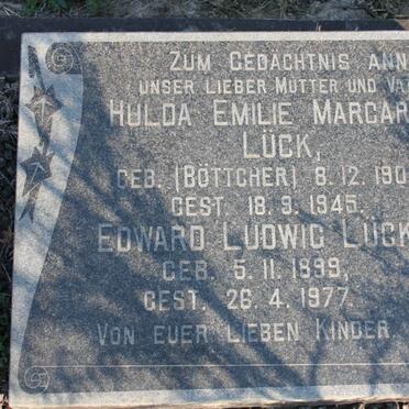 LUCK Edward Ludwig 1899-1977 &amp; Hulda Emilie Margarete BOTTCHER 1905-1945