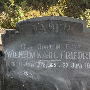 PÄPER Wilhelm Karl Friedrich 1876-1959