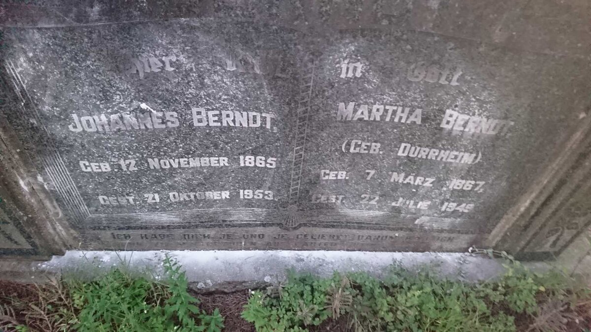 BERNDT Johannes 1865-1953 &amp; Martha DURRHEIM 1867-1949