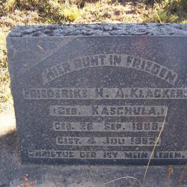 KLACKERS Friederike H.A. nee KASCHULA 1888-1952