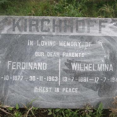 KIRCHHOFF Ferdinand 1877-1963 &amp; Wilhelmina 1881-1948