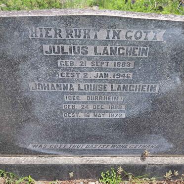 LANGHEIN Julius 1883-1946 &amp; Johanna Louise DURRHEIM 1888-1972