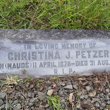 PETZER Christina J. nee NAUDÉ 1878-1949