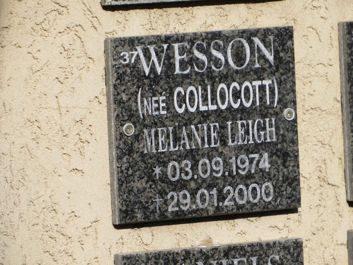 WESSON Melanie Leigh nee COLLOCOTT 1974-2000