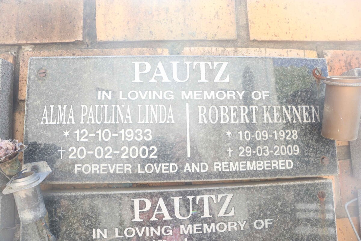 PAUTZ Robert Kennen 1928-2009 &amp; Alma Paulina Linda 1933-2002