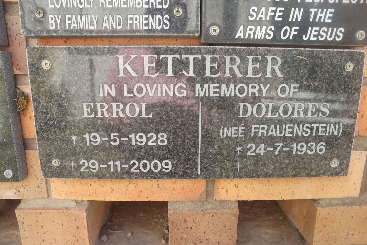 KETTERER Errol 1928-2009 &amp; Dolores FRAUENSTEIN 1936-