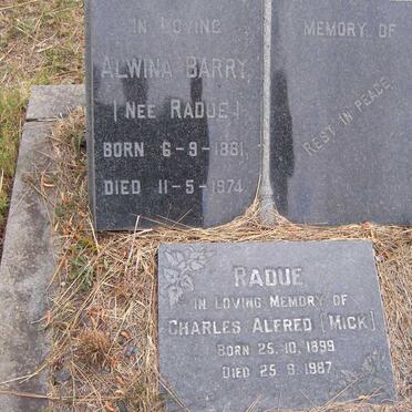 BARRY Alwina nee RADUE 1881-1974 :: RADUE Charles Alfred 1899-1987