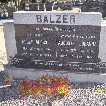 BALZER Adolf August 1894-1979 &amp; Auguste Johanna 1893-1976
