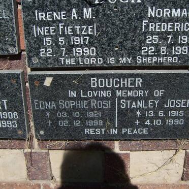 BOUCHER Stanley Joseph 1915-1990 &amp; Edna Sophie Rosi 1921-1998