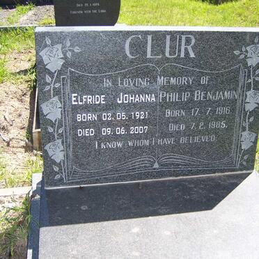 CLUR Philip Benjamin 1916-1985 &amp; Elfride Johanna 1921-2007
