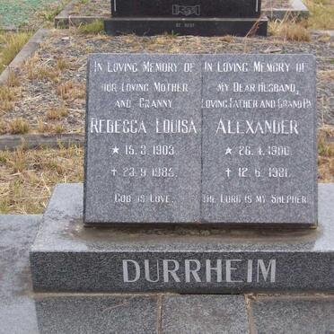 DURRHEIM Alexander 1900-1981 &amp; Rebecca Louisa 1903-1985