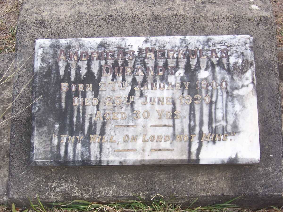 DURANDT Andrieas Herkulas 1900-1930